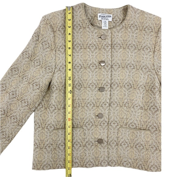Pendleton Women’s 14 Tan Tweed Wool Blazer Jacket - Picture 13 of 14